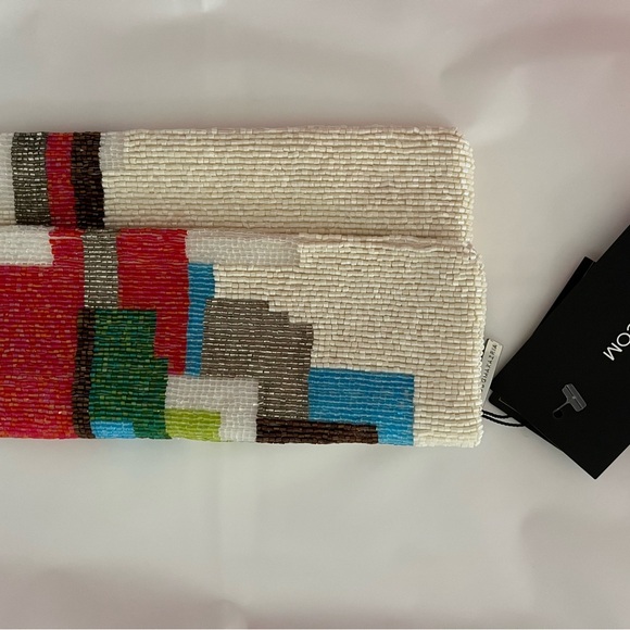 BCBG Maxazria Multicolour Beaded Clutch Purse Handbag, Ivory & Colors, NWT - Picture 13 of 16